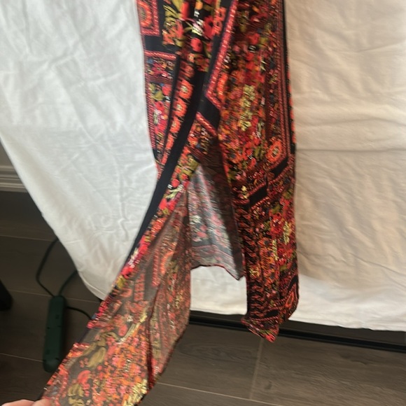 Topshop Patchwork Boho Print Spaghetti Strap Maxi Dress Side Slits - Picture 11 of 13